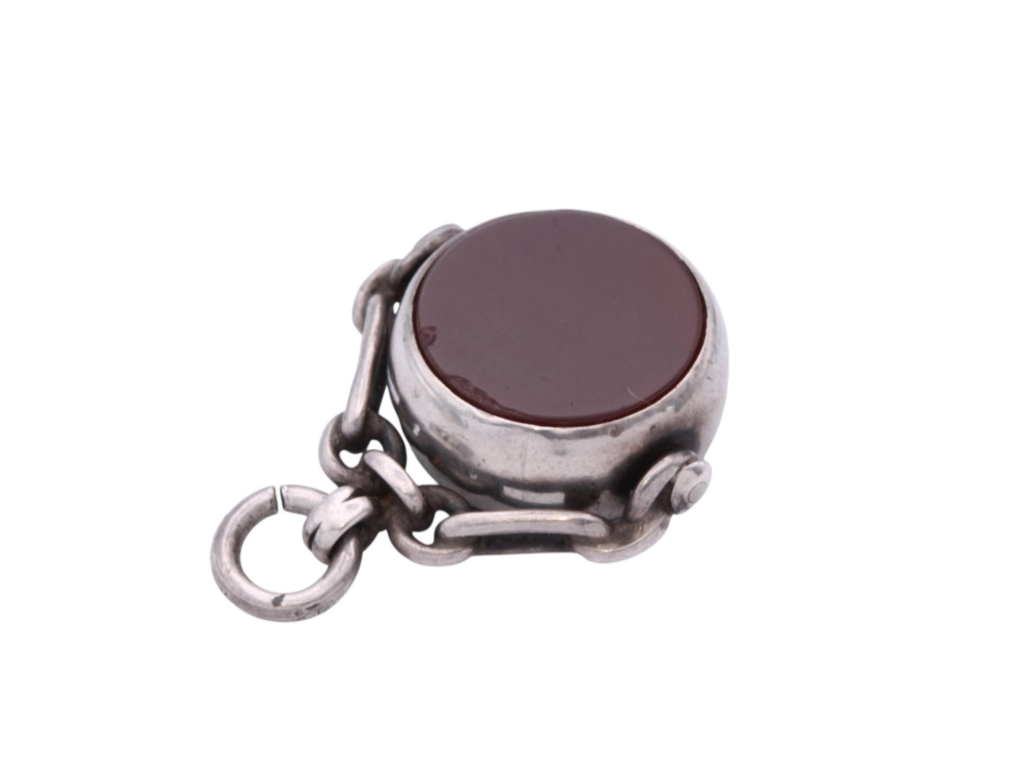 Antique Sterling Silver Bloodstone Spinner Pendant | Victorian