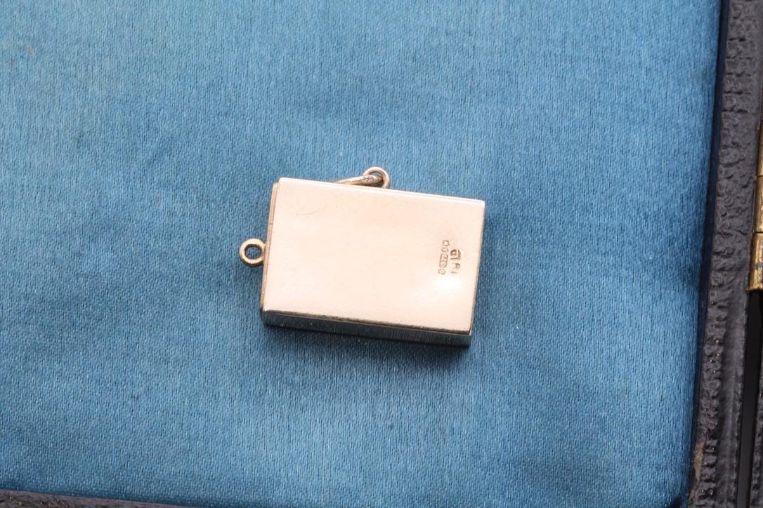 Vintage 9ct Gold Enamel Matchbox Matches Charm, 1963