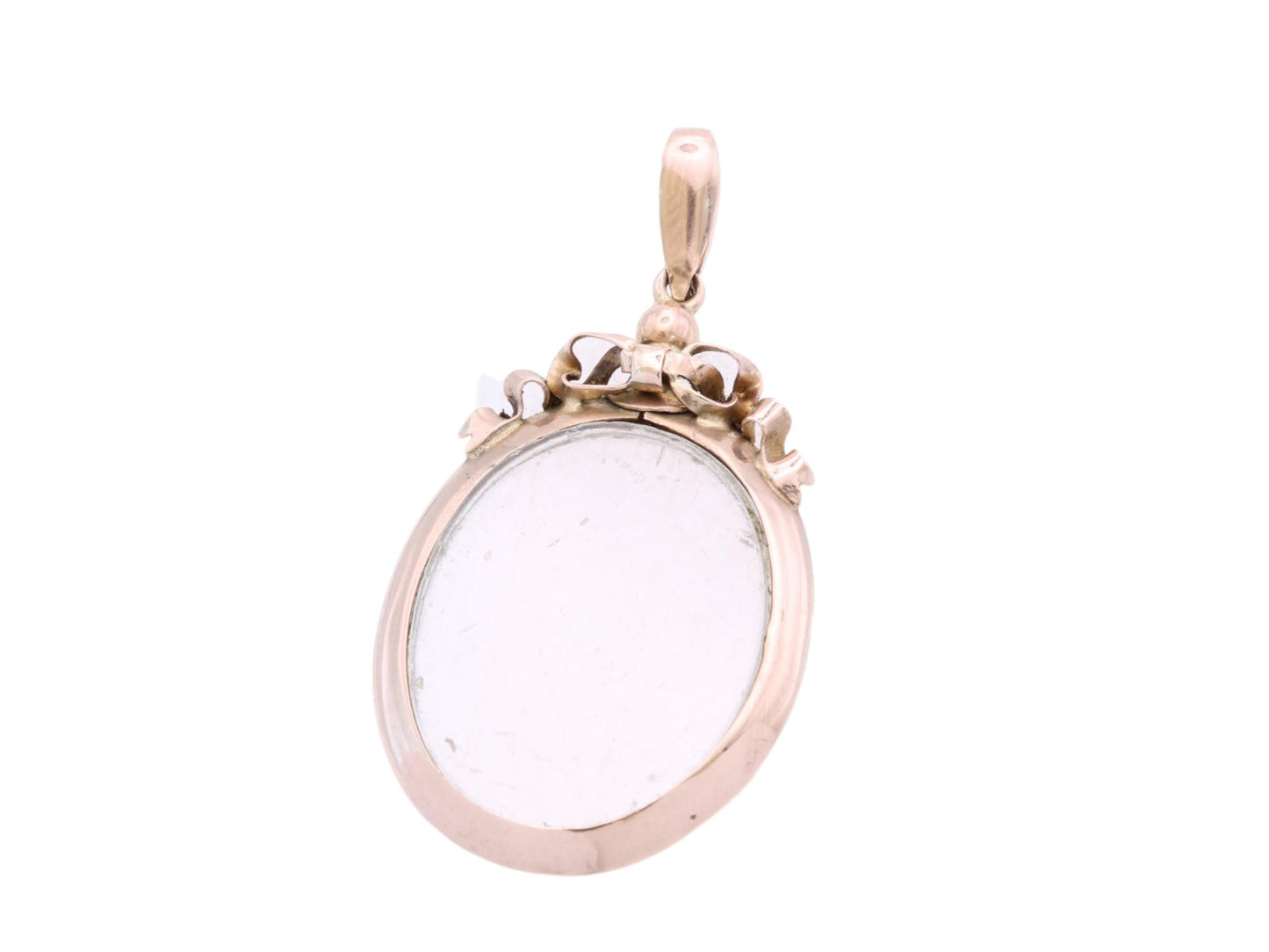 Antique 9ct Gold Bow Glass Locket, 1913