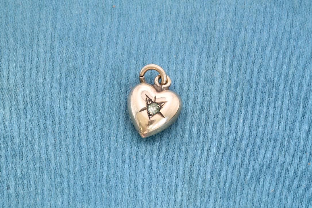 Vintage 9ct Gold Paste Heart Charm, 1963