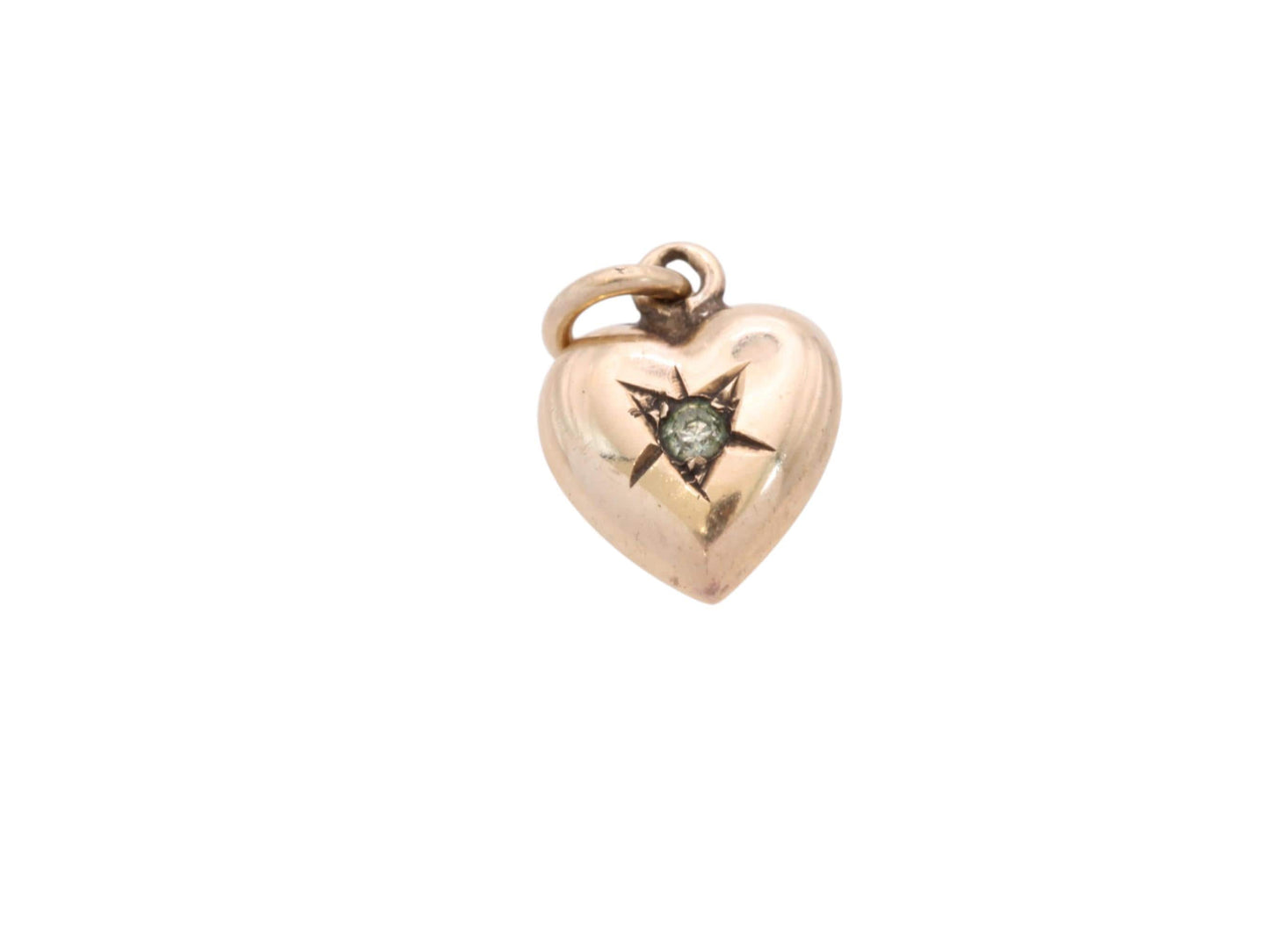 Vintage 9ct Gold Paste Heart Charm, 1963