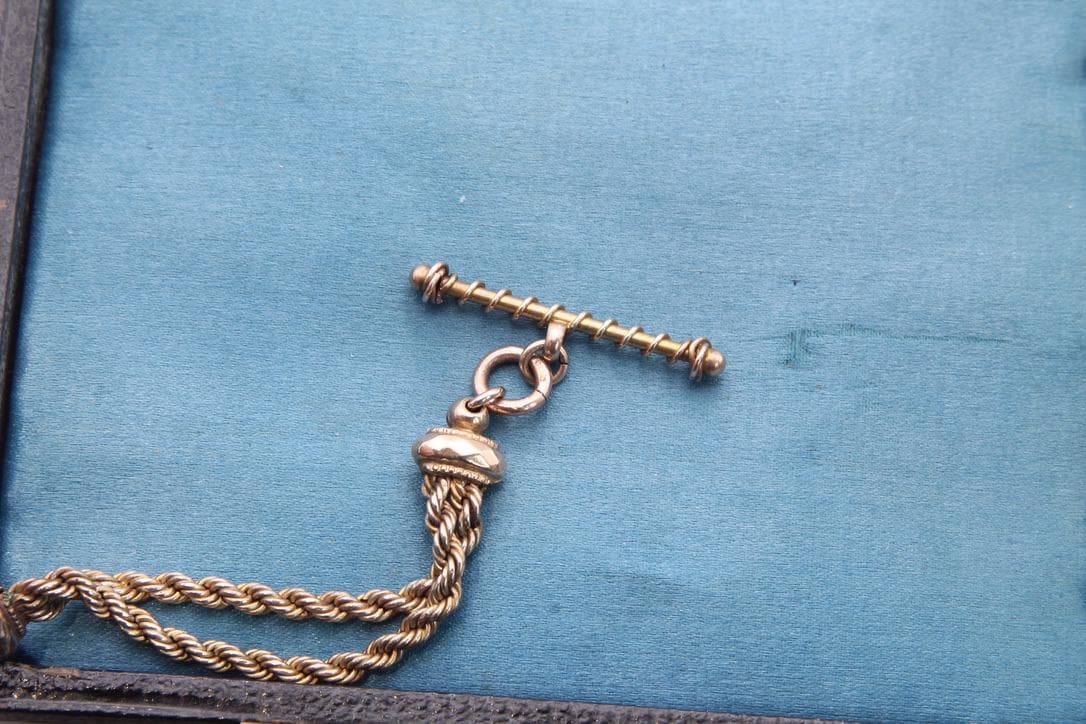 Antique 9ct Gold Birds Nest Albertina Bracelet, 7"