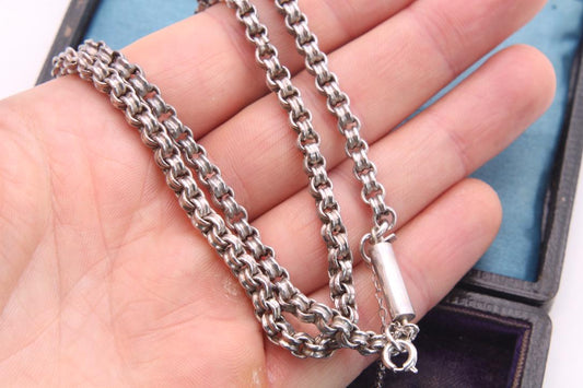Antique Sterling Silver Belcher Link Necklace, 19"