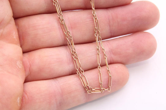 Antique 9ct Gold Trombone Link Necklace, 19.75"