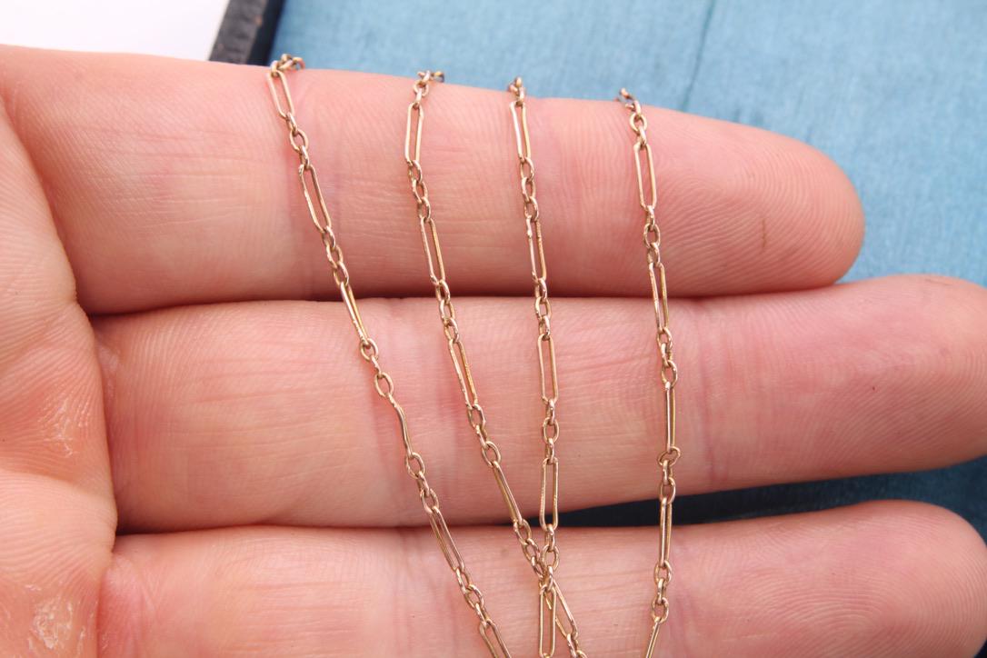 Antique 9ct Gold Trombone Link Necklace, 19.75"
