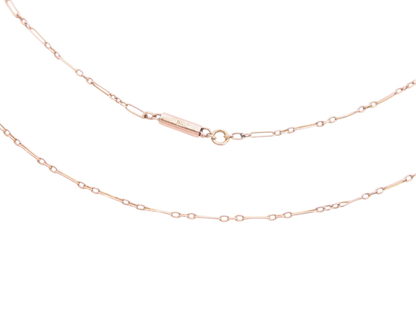 Antique 9ct Gold Trombone Link Necklace, 19.75"