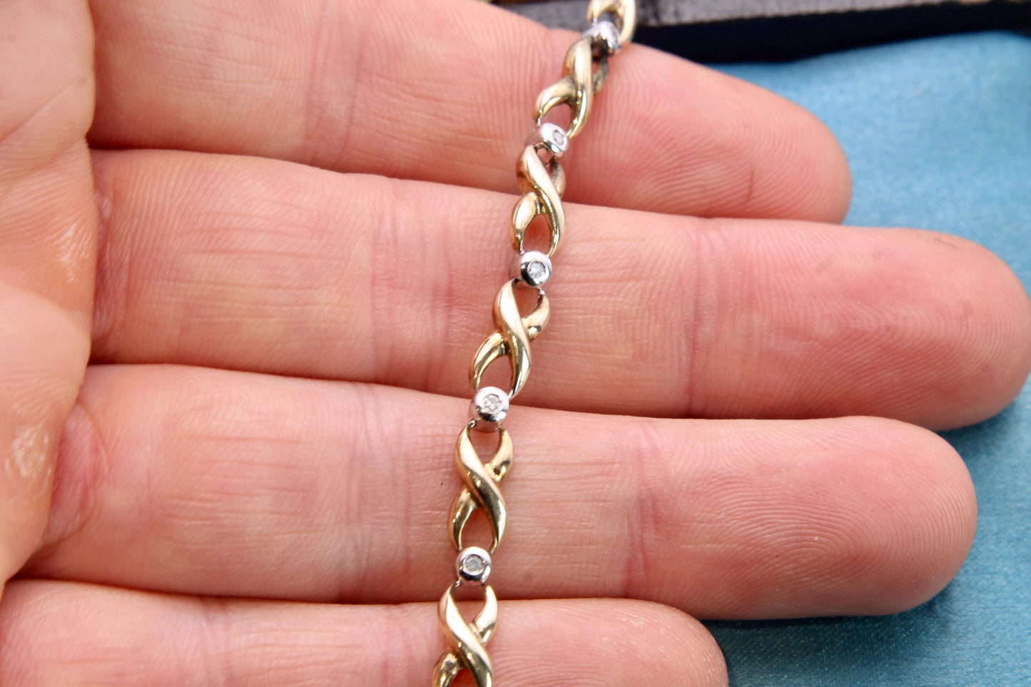Vintage 9ct Gold Diamond Eternity Link Bracelet