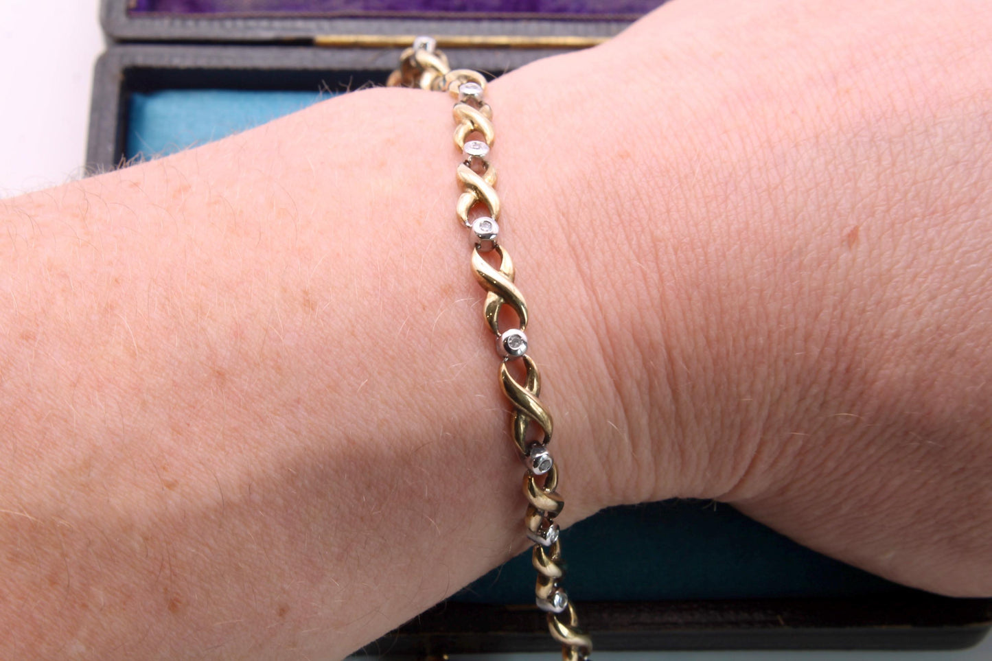 Vintage 9ct Gold Diamond Eternity Link Bracelet