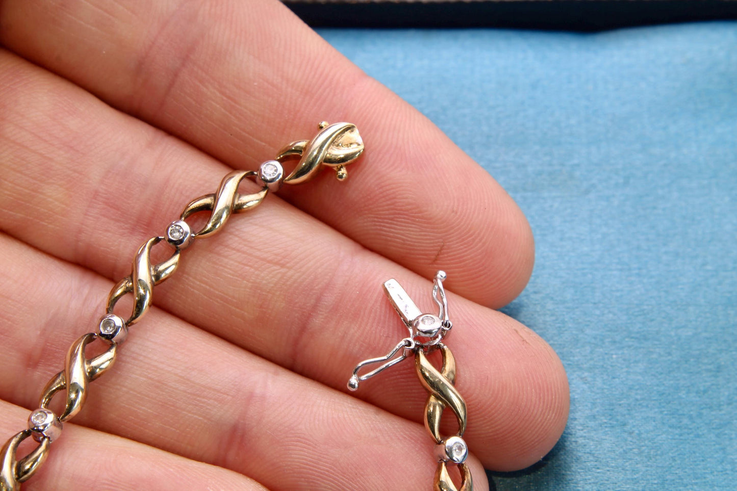 Vintage 9ct Gold Diamond Eternity Link Bracelet
