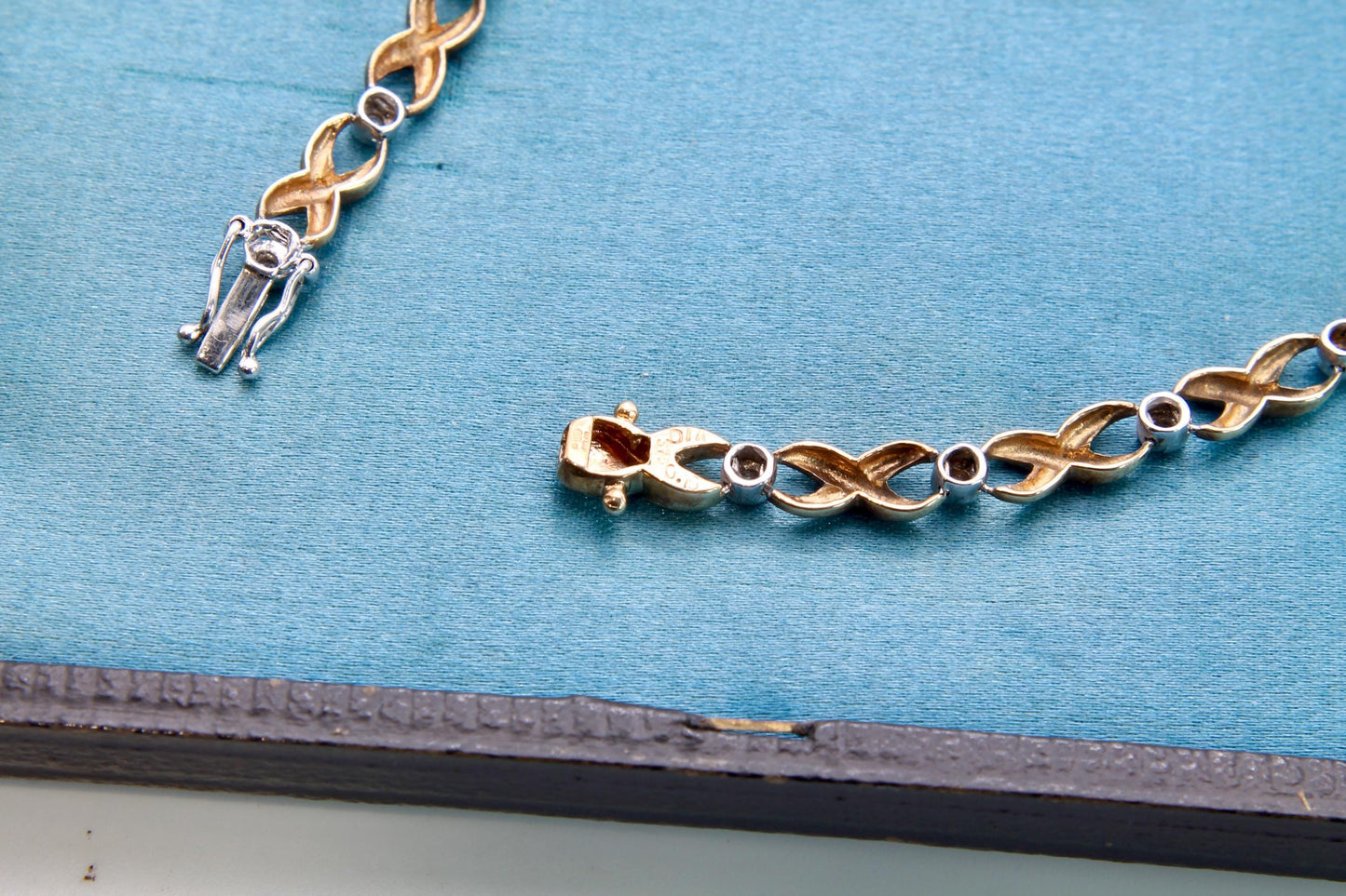 Vintage 9ct Gold Diamond Eternity Link Bracelet