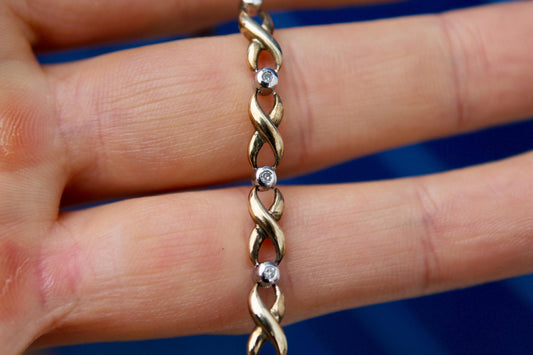Vintage 9ct Gold Diamond Eternity Link Bracelet