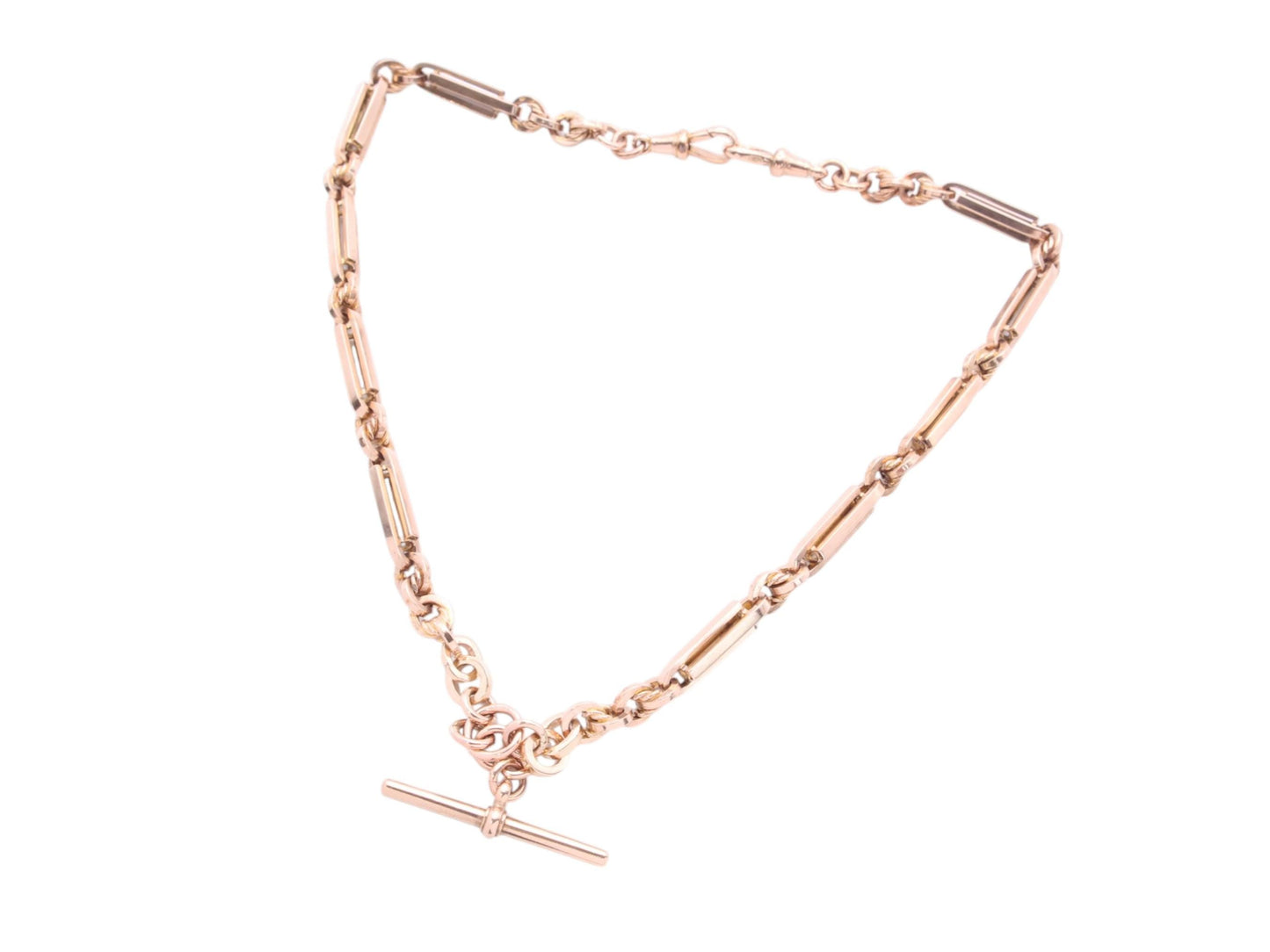 Antique 9ct Gold Lovers Knot & Fetter Link Necklace Albert Chain, 17.25"