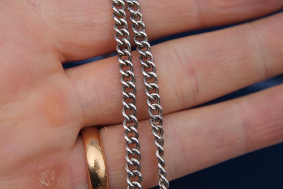 Antique Sterling Silver Tassel Pendant Chain Necklace, 13.75"