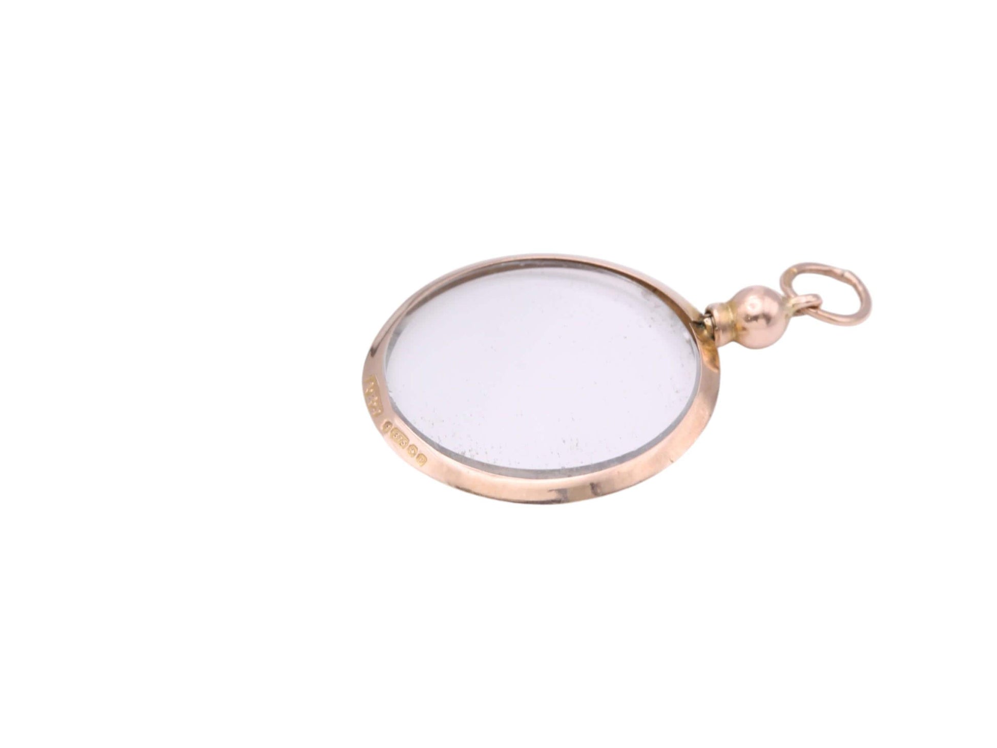 Antique-9ct-Gold-Glass-Locket-Pendant,-1914