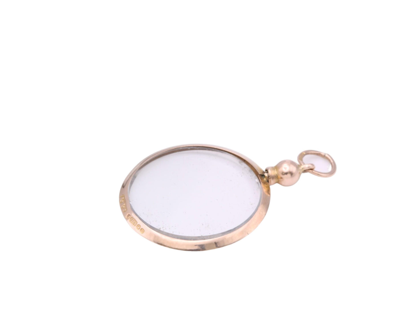 Antique 9ct Gold Glass Locket Pendant, 1914