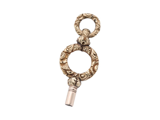 Antique Georgian 15ct Gold Chased Watch Key, Size 5