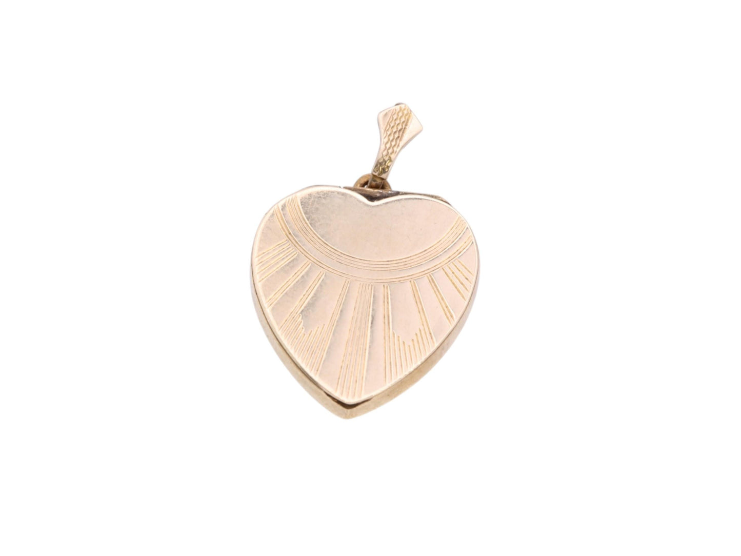 Antique Art Deco 9ct Gold Sunburst Heart Locket