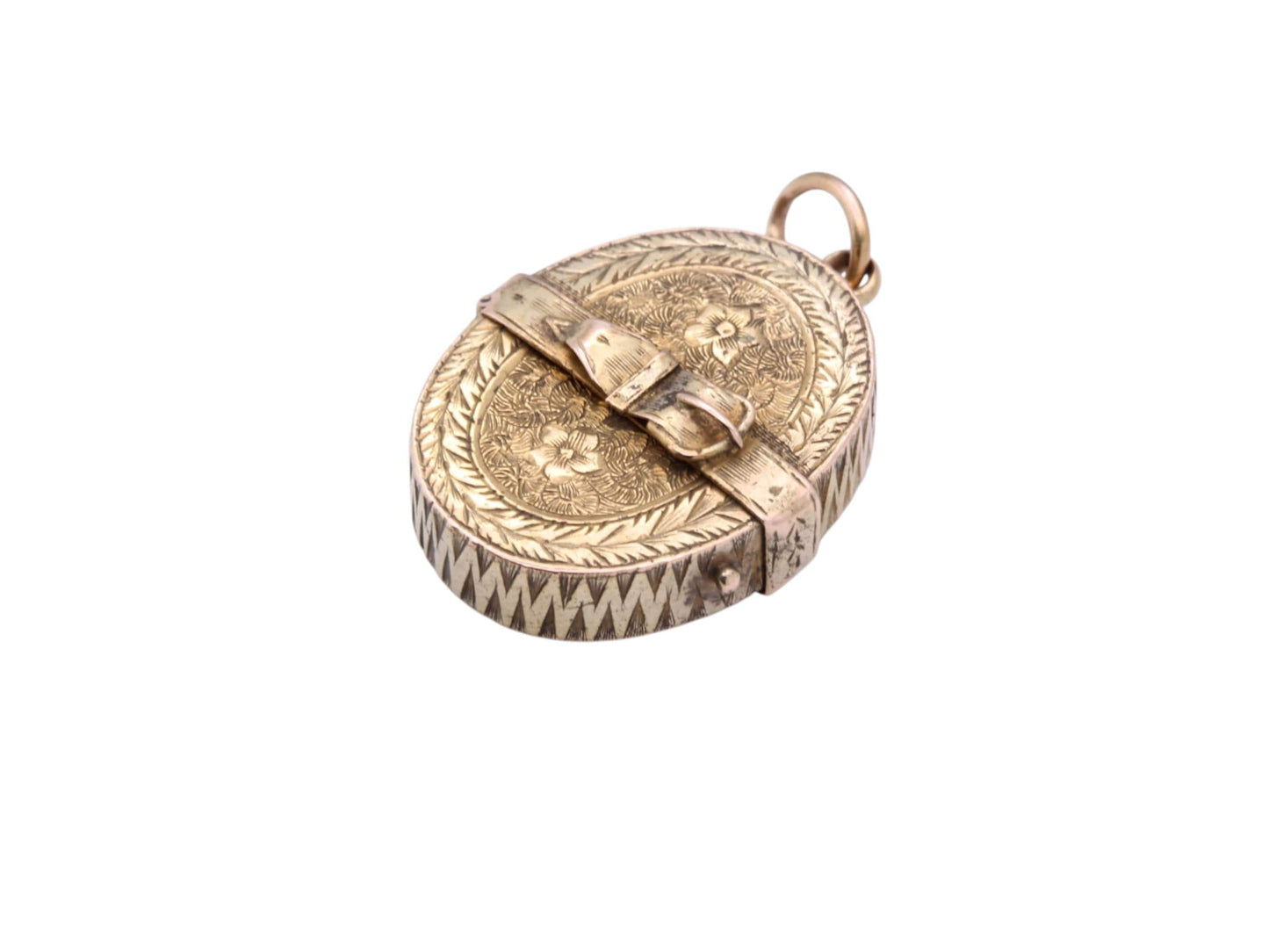Antique 18ct Gold Buckle Forget Me Not Locket