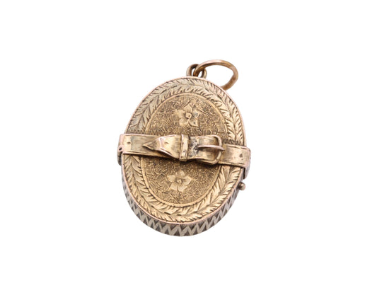 Antique 18ct Gold Buckle Forget Me Not Locket