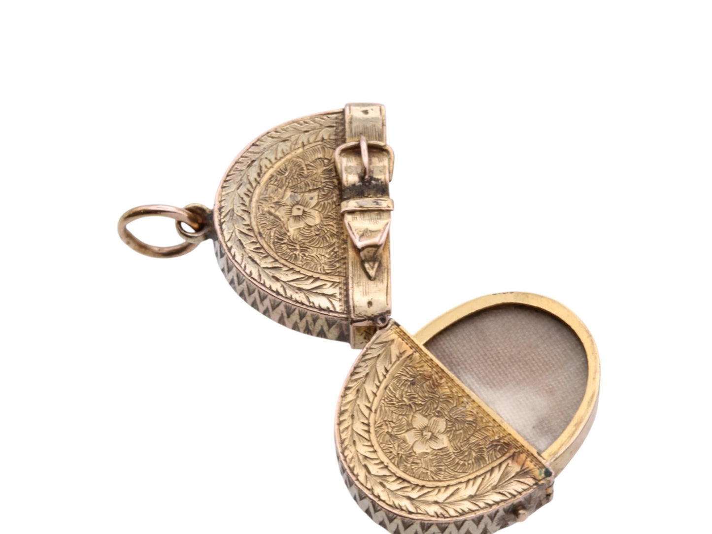 Antique 18ct Gold Buckle Forget Me Not Locket