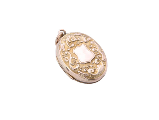 Antique 9ct Gold Embossed Shield Locket