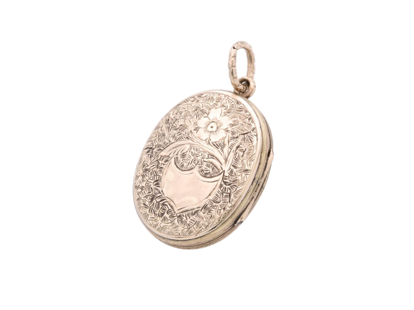 Antique 9ct Gold Chased Enamel Forget Me Not Locket, c.1860