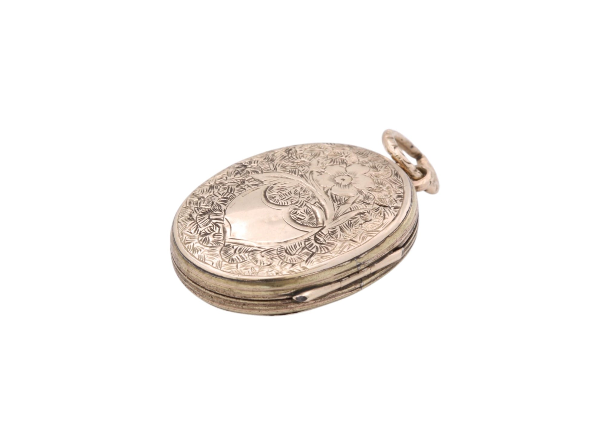 Antique-9ct-Gold-Chased-Enamel-Forget-Me-Not-Locket,-c.1860