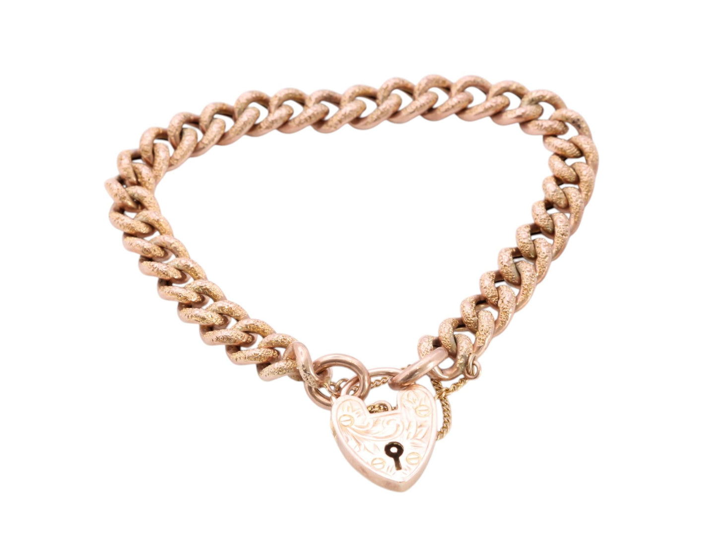 Antique 9ct Rose Gold Day & Night Curb Bracelet, c.1901