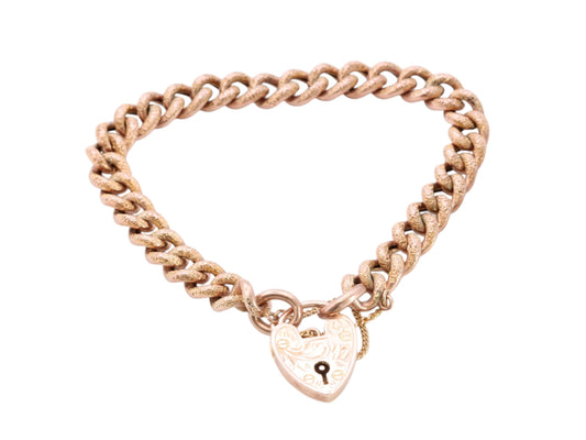 Antique 9ct Rose Gold Day & Night Curb Bracelet, c.1901