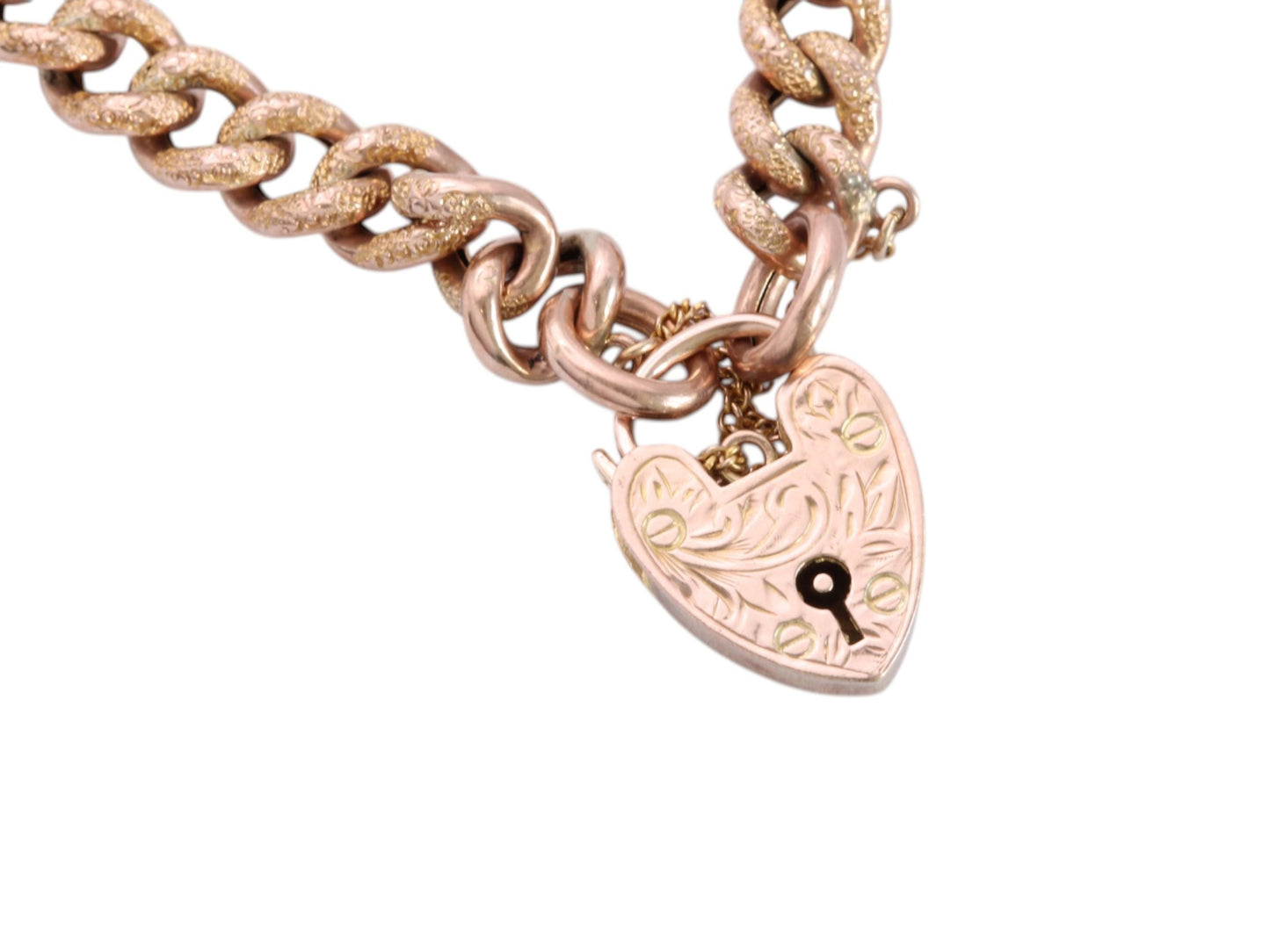 Antique 9ct Rose Gold Day & Night Curb Bracelet, c.1901