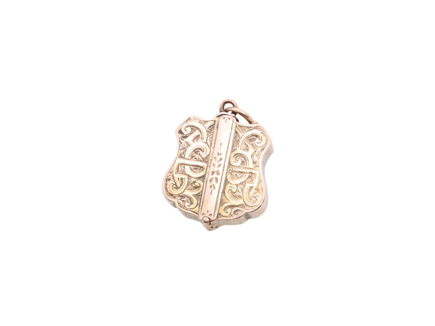 Antique 9ct Gold Chased Shield Locket, 1844