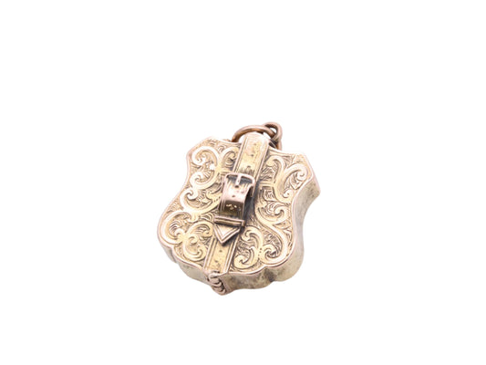 Antique 9ct Gold Chased Shield Locket, 1844