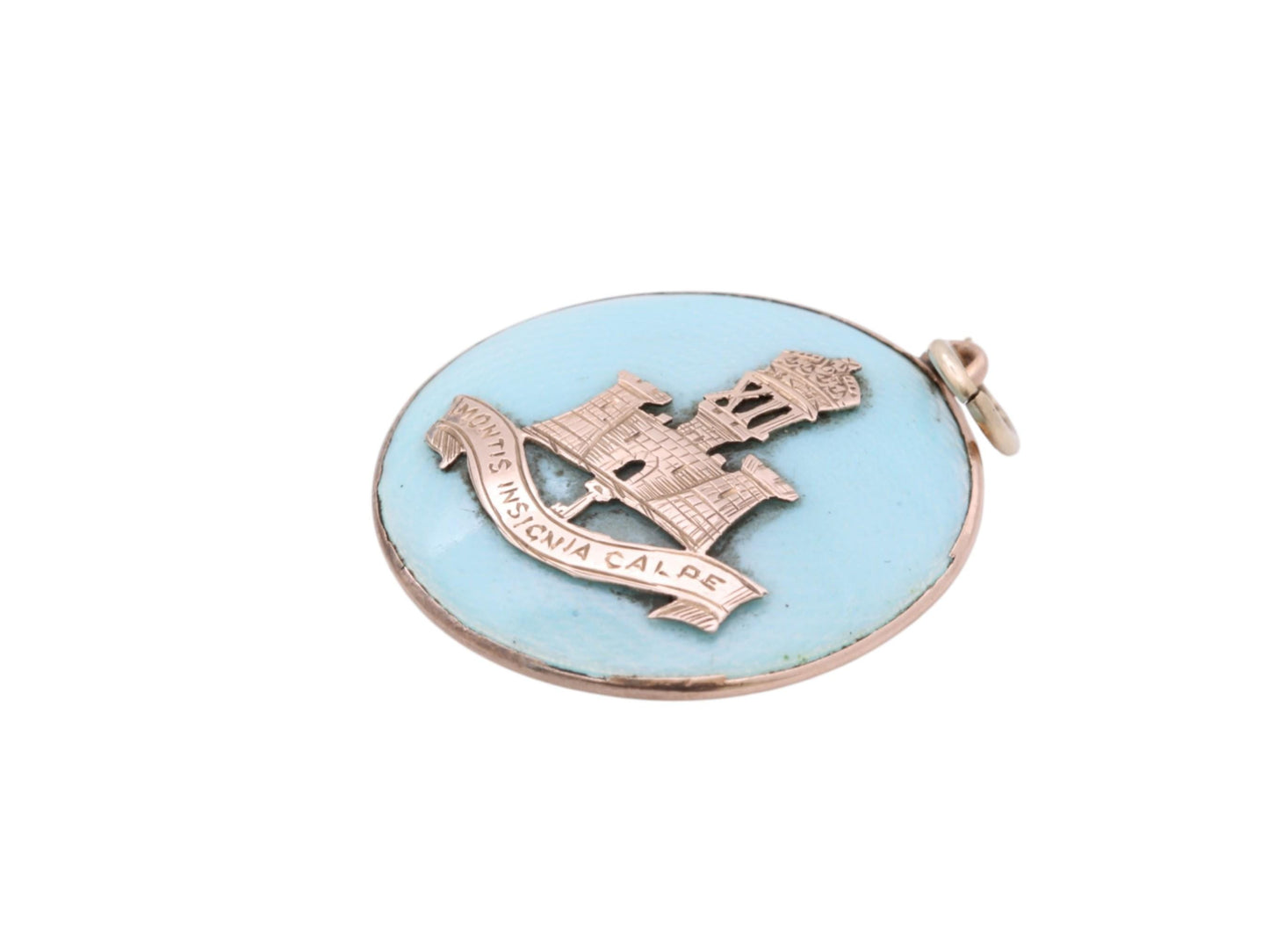 Antique 9ct Gold & Blue Enamel Gibraltar Crest "Montis Insignia Calpe" Pendant Locket