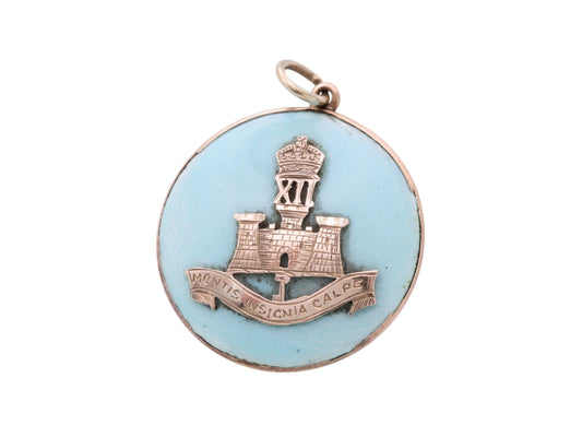 Antique 9ct Gold & Blue Enamel Gibraltar Crest "Montis Insignia Calpe" Pendant Locket