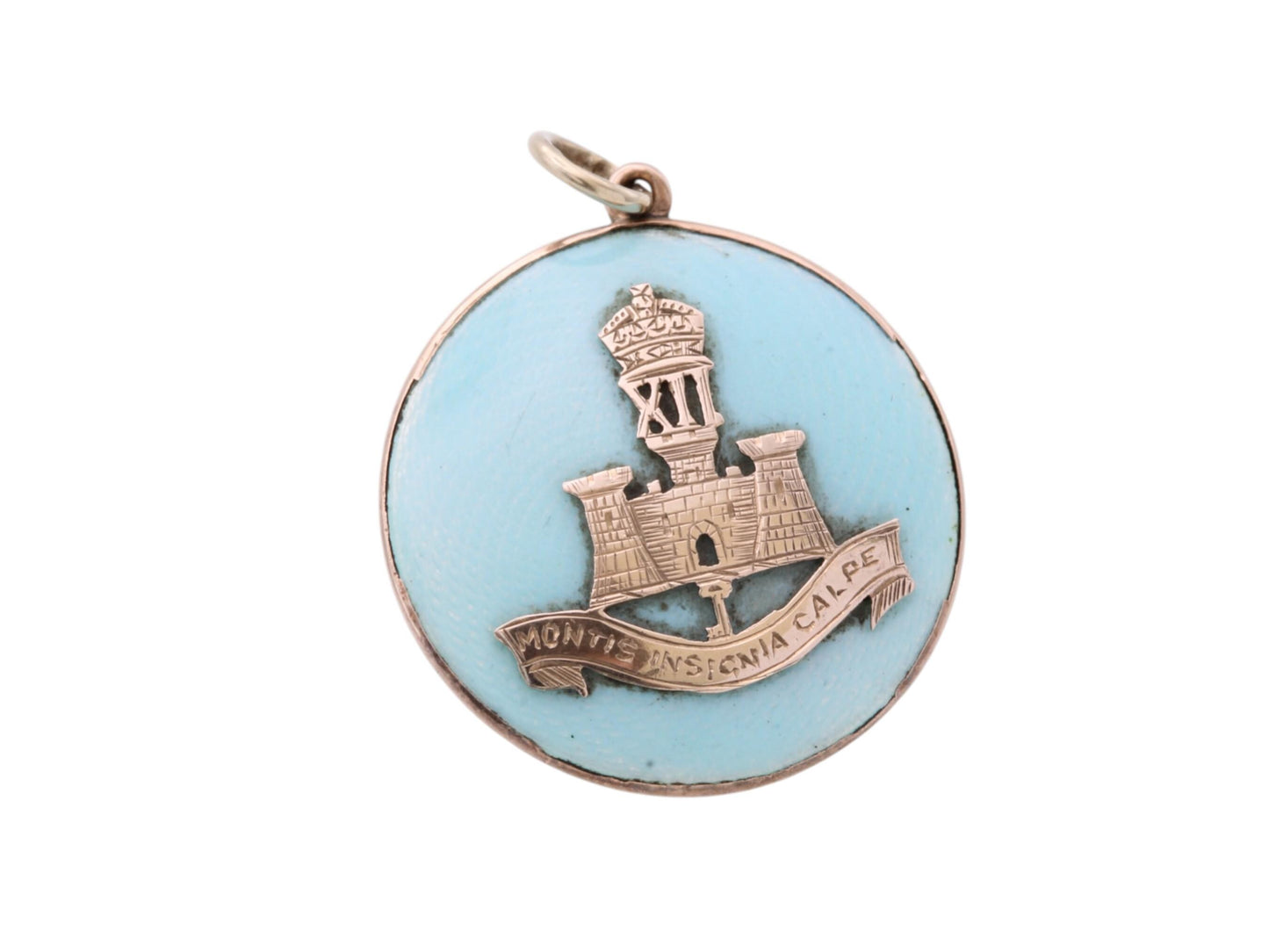 Antique 9ct Gold & Blue Enamel Gibraltar Crest "Montis Insignia Calpe" Pendant Locket