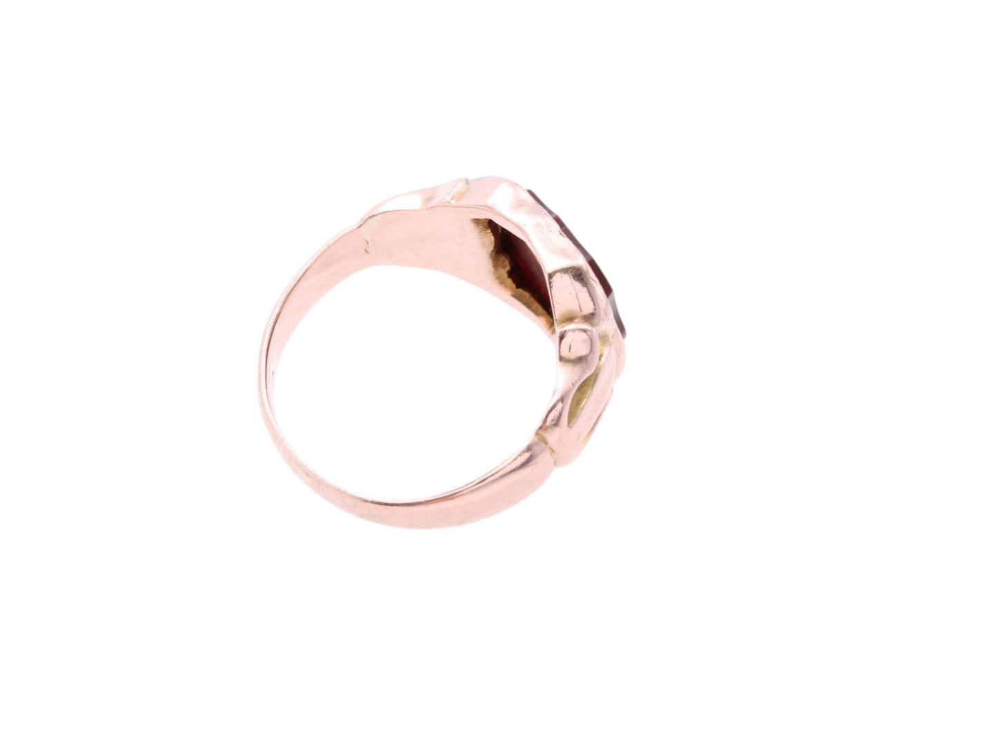 Antique 9ct Rose Gold Carnelian Shield Signet Ring, 1916
