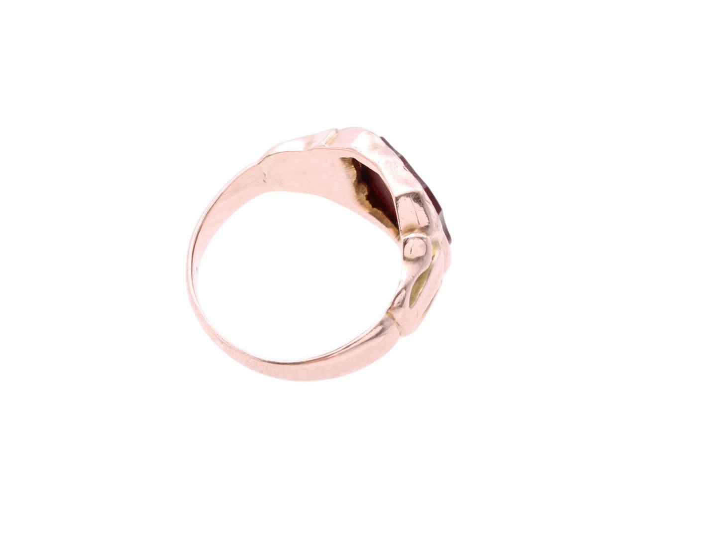 Antique 9ct Rose Gold Carnelian Shield Signet Ring, 1916