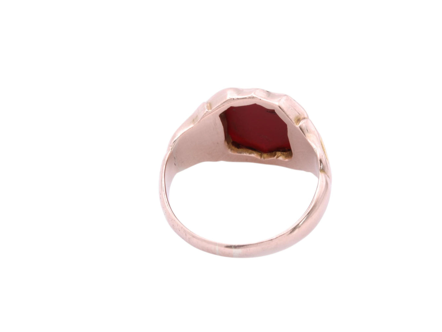 Antique 9ct Rose Gold Carnelian Shield Signet Ring, 1916
