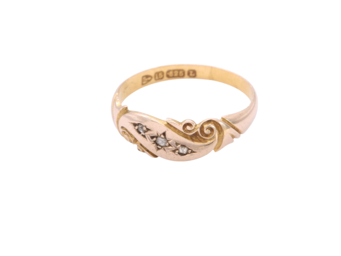 Antique 15ct Gold Diamond Gypsy Ring, 1894