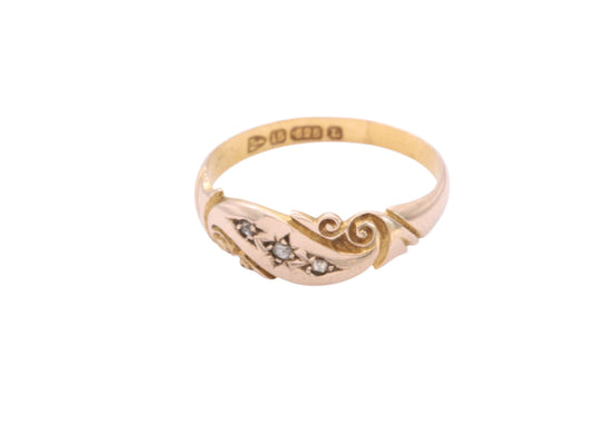 Antique 15ct Gold Diamond Gypsy Ring, 1894