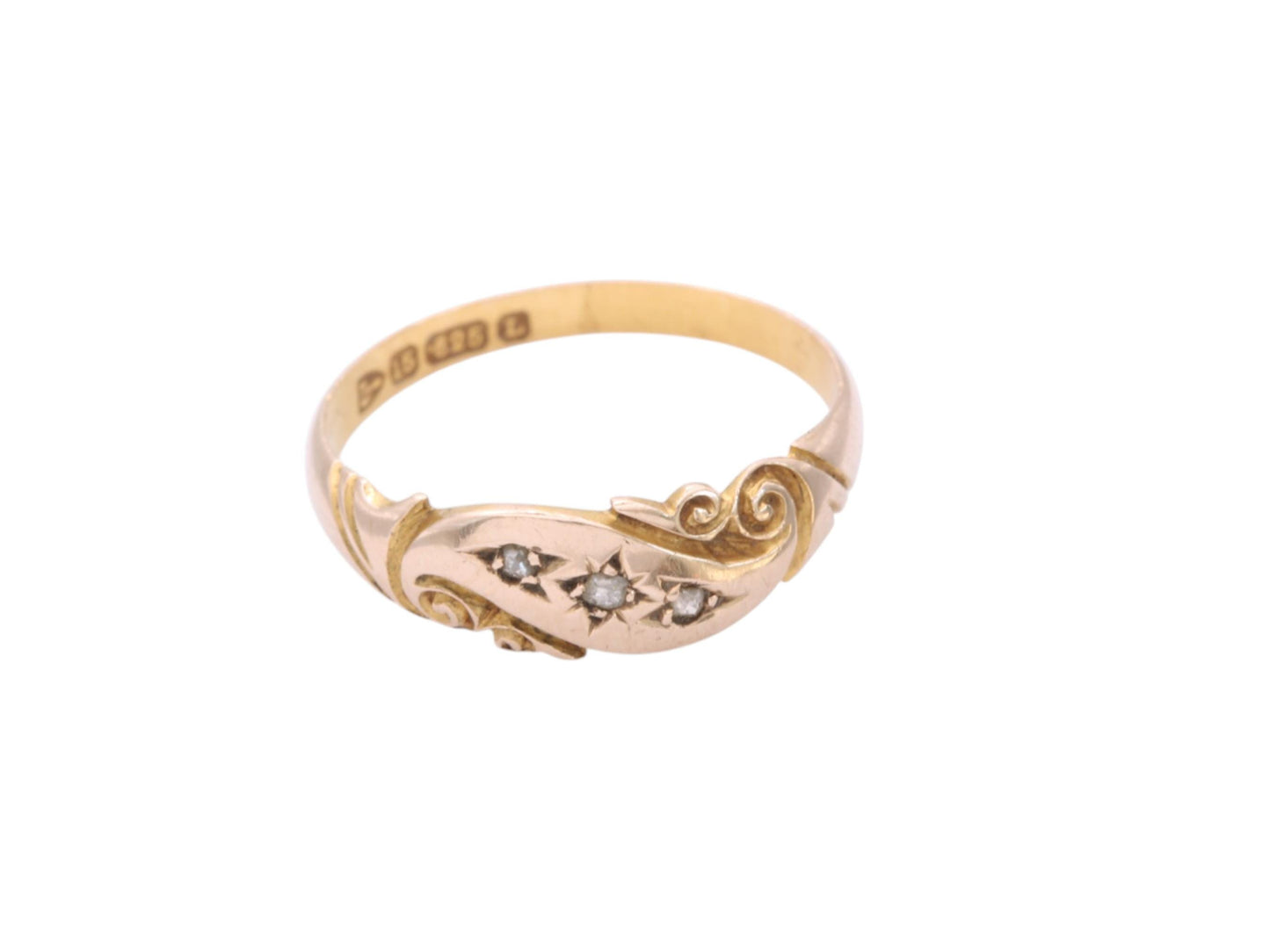 Antique 15ct Gold Diamond Gypsy Ring, 1894