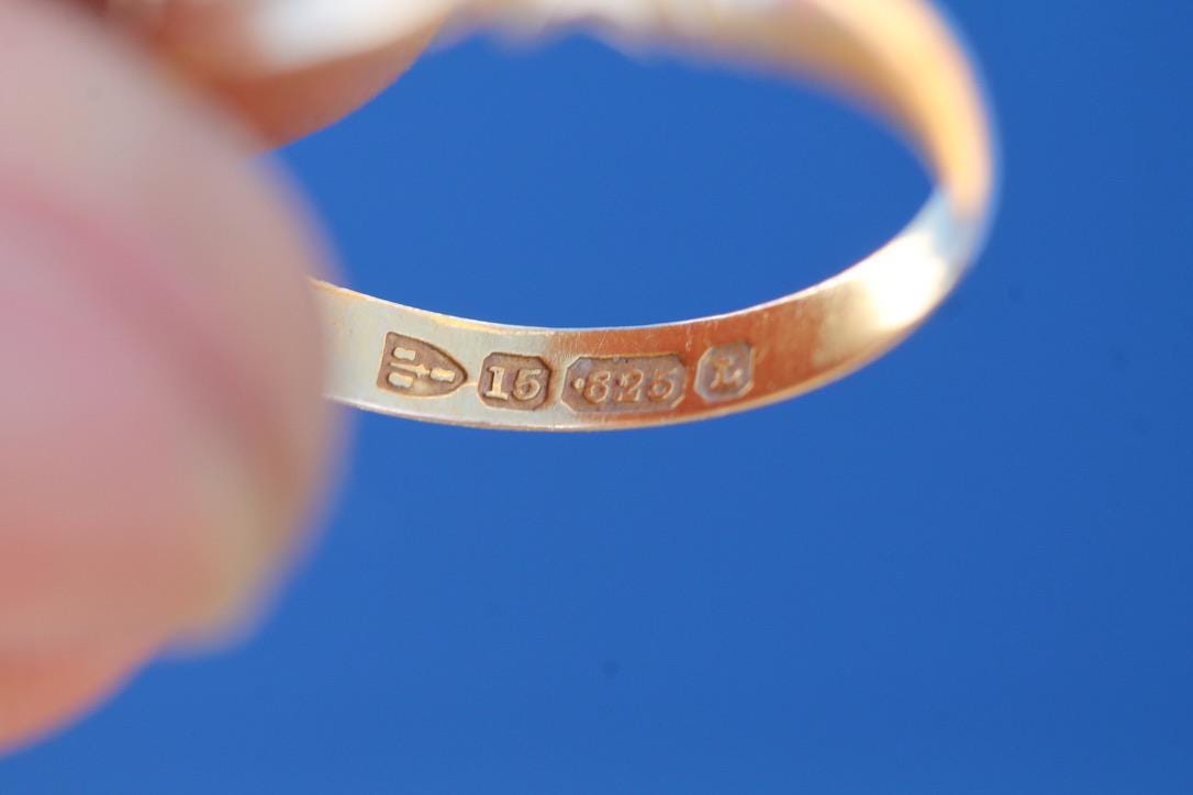 Antique 15ct Gold Diamond Gypsy Ring, 1894