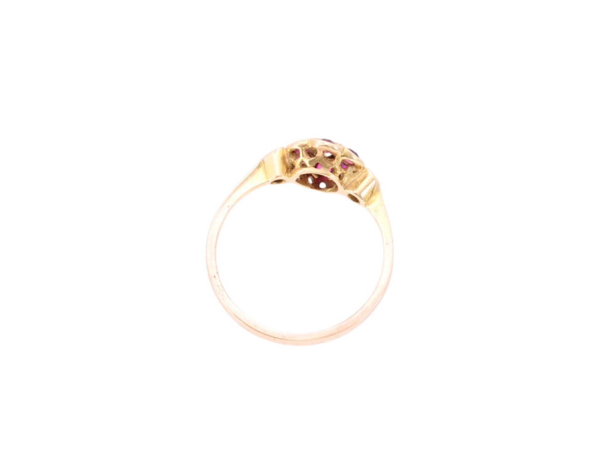 RESERVED-Antique-18ct-Gold-Diamond-Ruby-Cluster-Ring