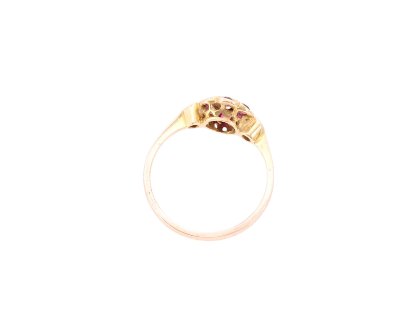 Antique 18ct Gold Diamond Ruby Cluster Ring