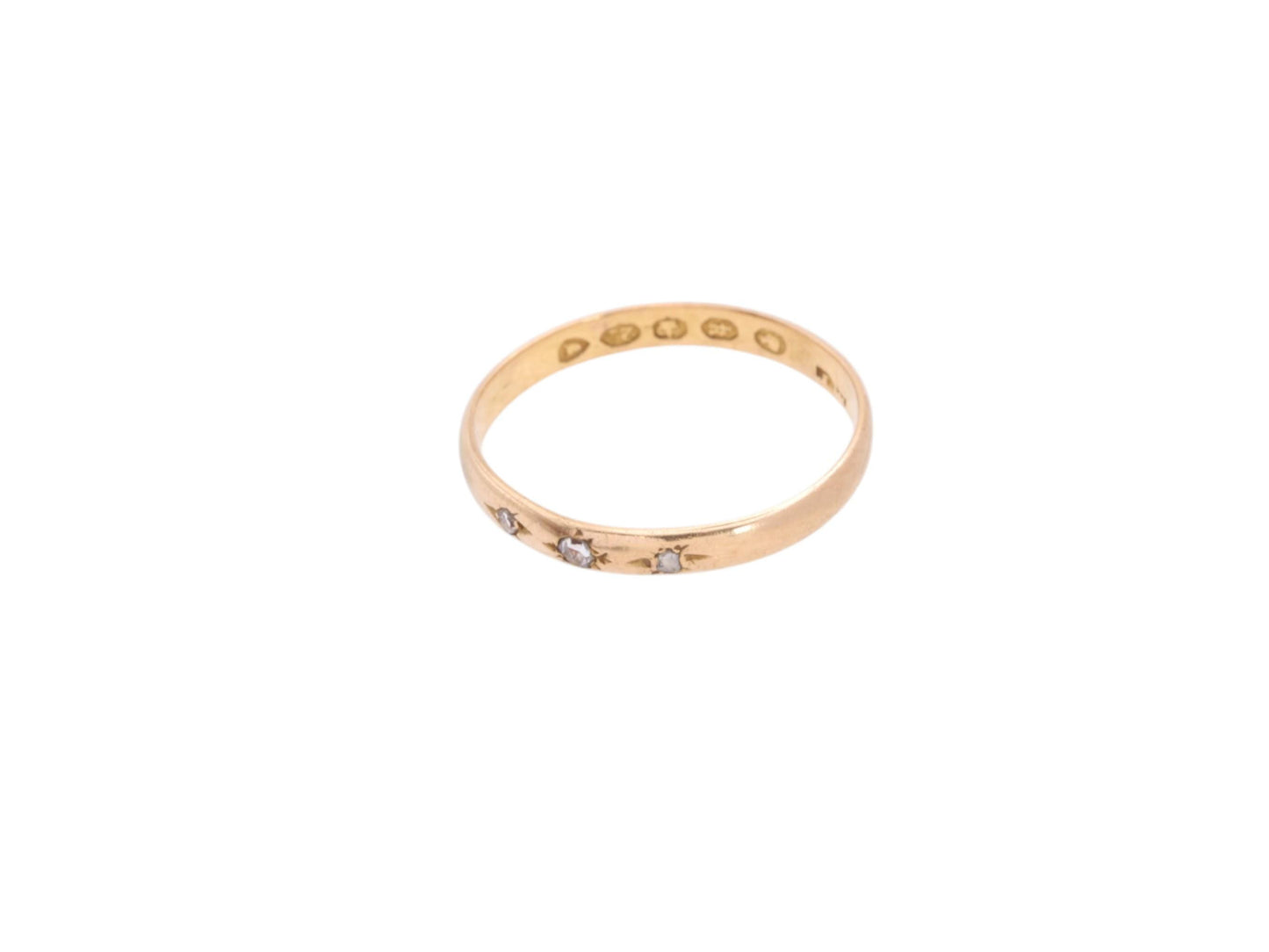 Antique 22ct Gold Victorian Diamond Wedding Band Ring, 1865