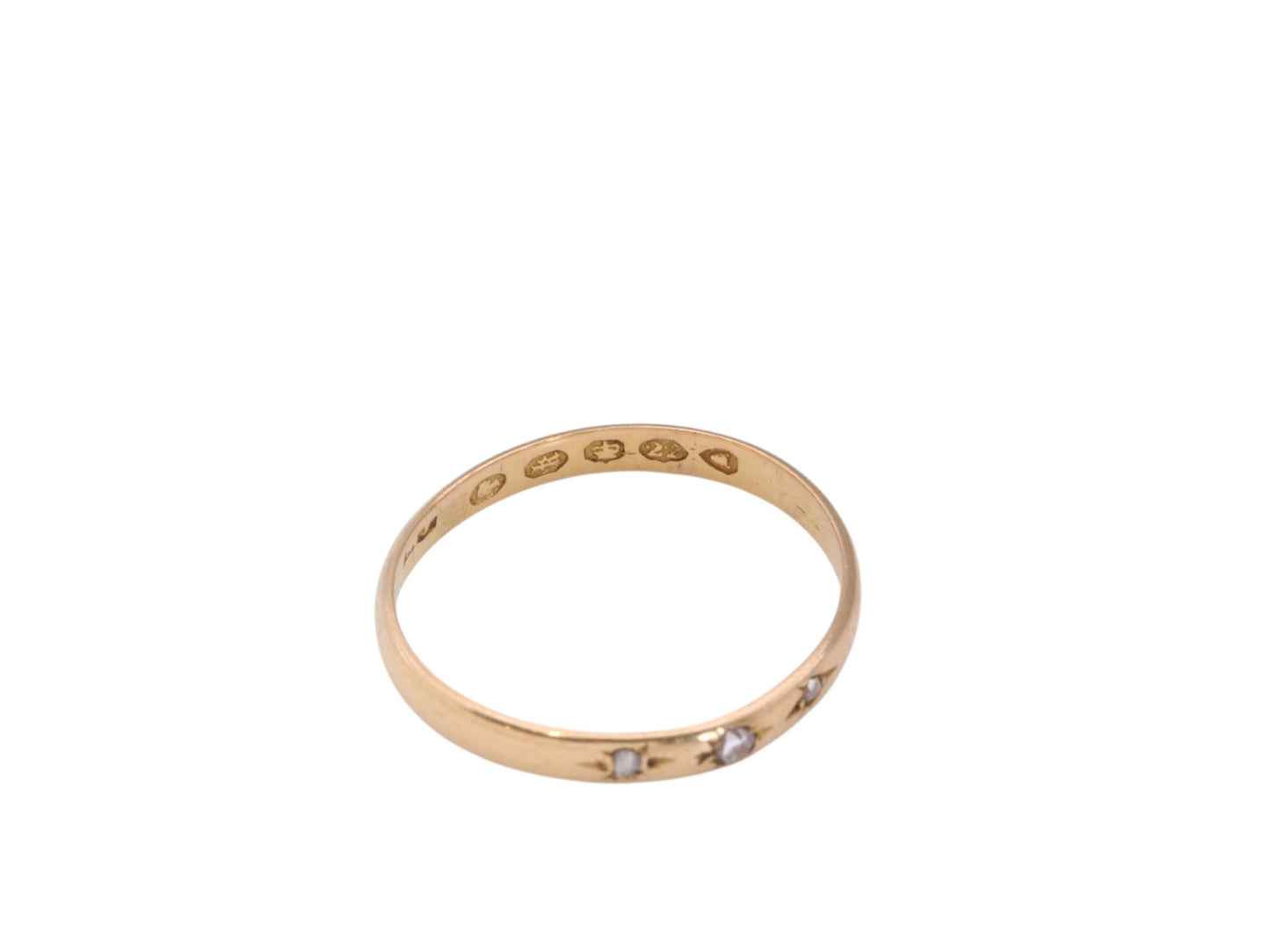Antique 22ct Gold Victorian Diamond Wedding Band Ring, 1865