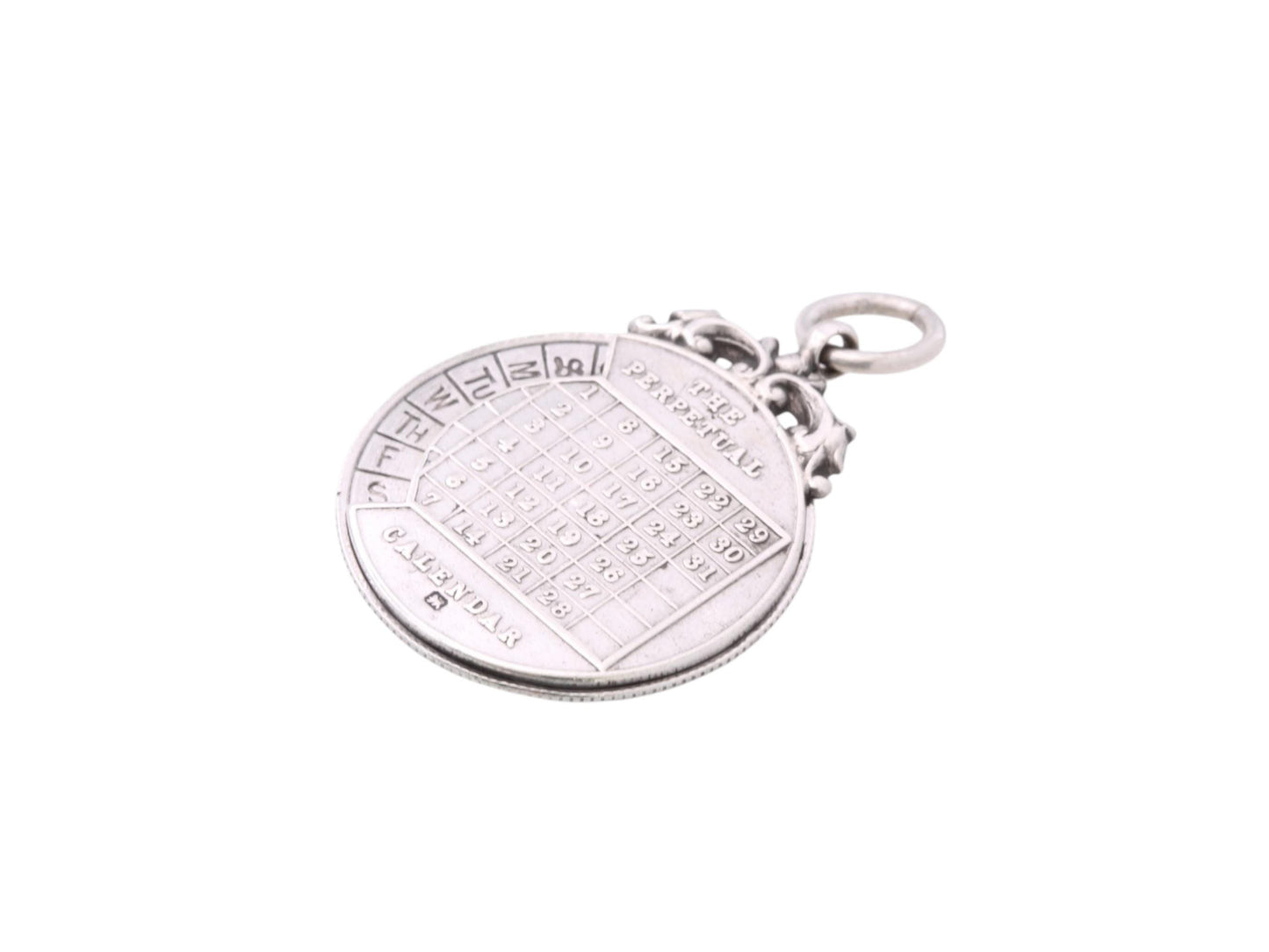 Antique Sterling Silver The Perpetual Calendar Pendant, 1899