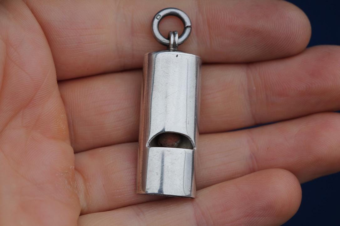 Antique Sterling Silver Whistle Pendant, 1905