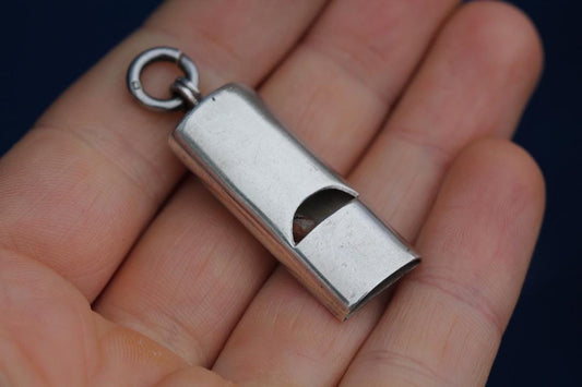 Antique Sterling Silver Whistle Pendant, 1905