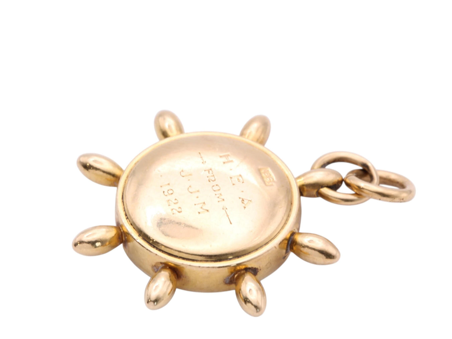 Antique 18ct Gold Ship’s Wheel Compass Pendant, c.1900
